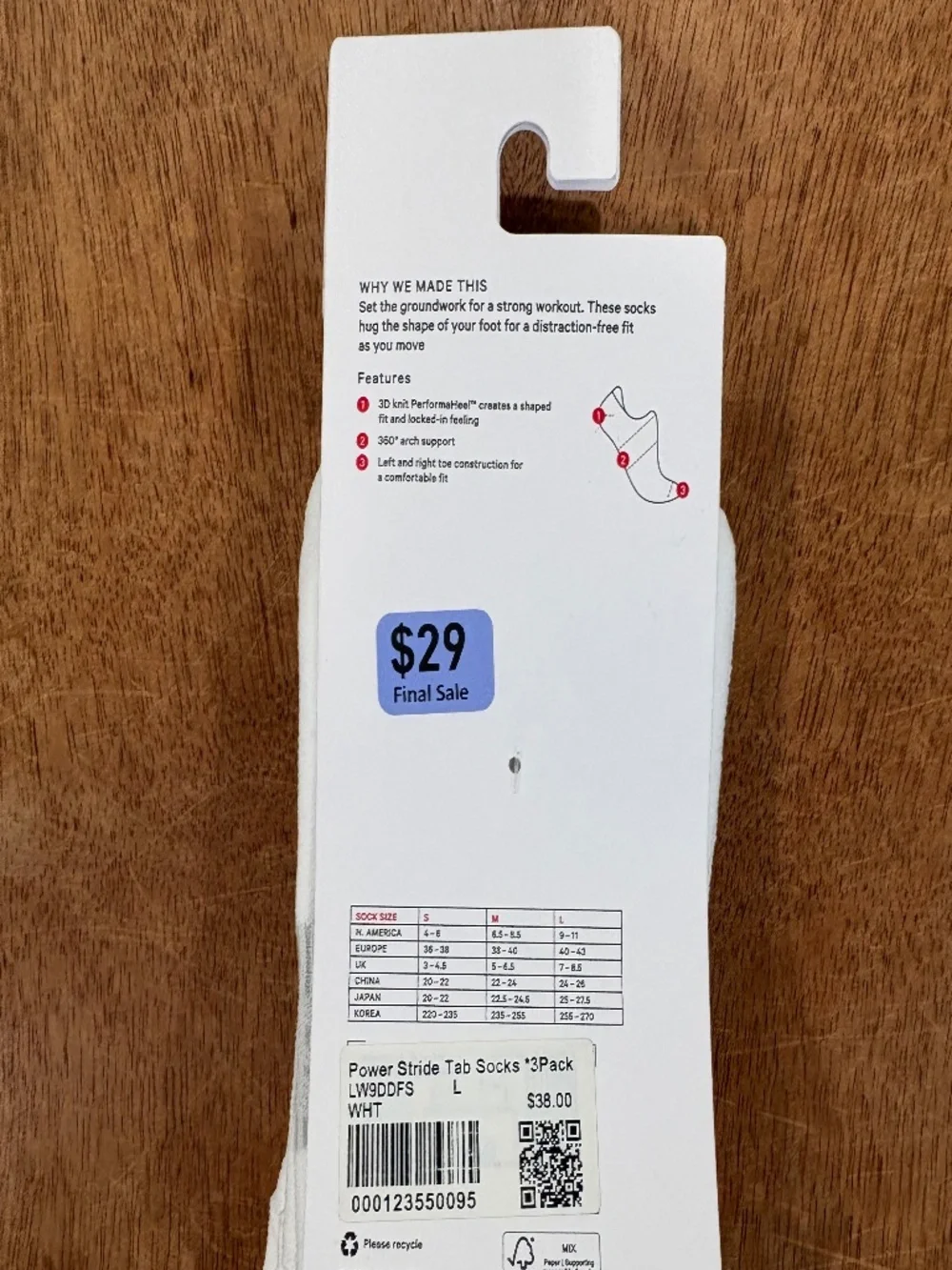 Lululemon power stride 3 pack socks